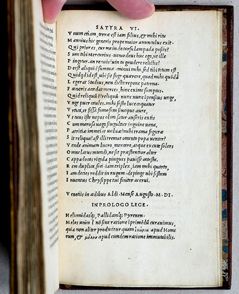 Decimus Iunius Iuvenalis & Aulus Persius Flaccus. Venedig: Aldus Manutius, August 1501