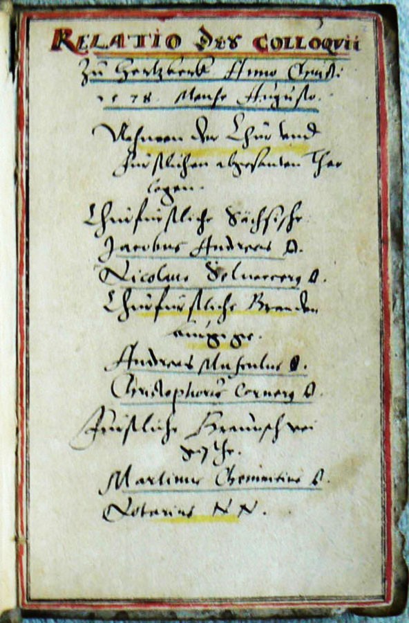 Relatio des Colloquii zu Herzberg Anno Christi 1578
