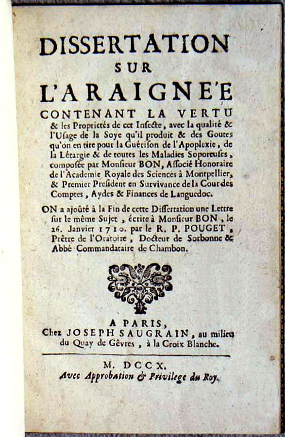 François Xavier Bon de Saint Hilaire: Dissertation sur l’Araignée