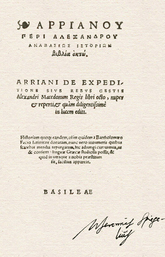 Lucius Flavius Arrianus: De expeditione sive rebus gestis Alexandri Macedonum