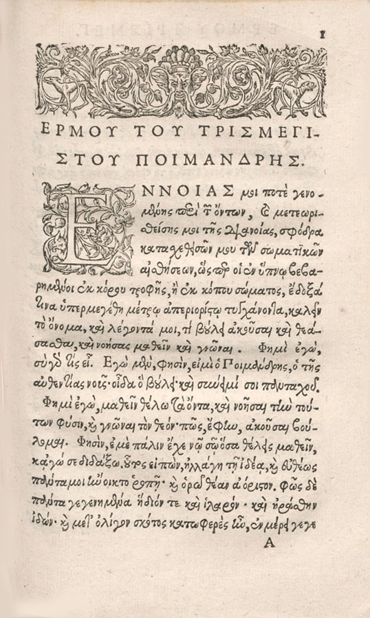 Mercurii Trismegisti Poemander, seu de potestate ac sapientia divina, 1554