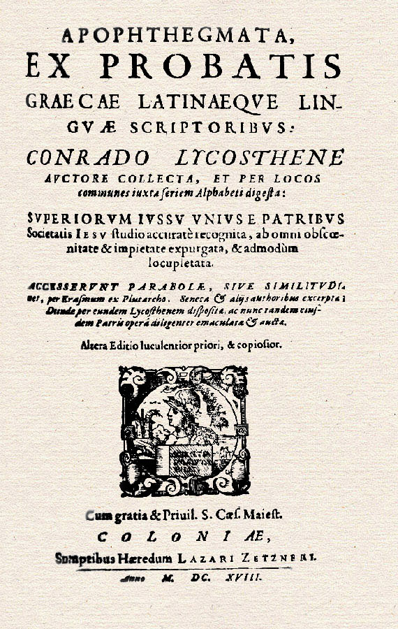 Conrad Lycosthenes: Apophthegmata, 1618