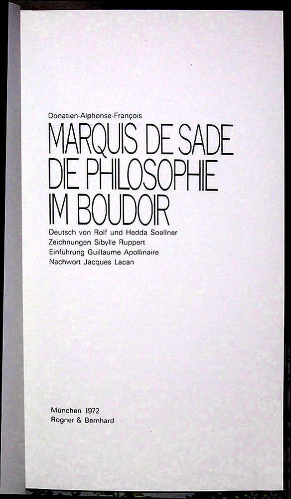Donatien Alphonse François de Sade: Die Philosophie im Boudoir