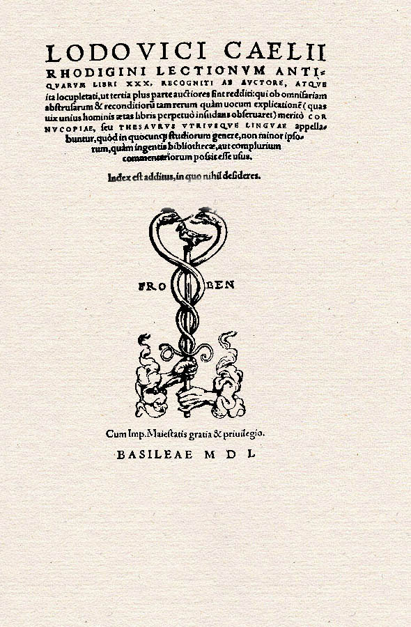 Lodovico Ricchieri: Lectionum antiquarum libri xxx, 1550
