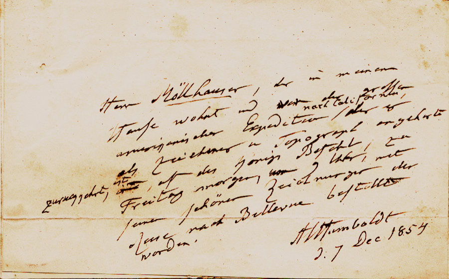 Alexander von Humboldt, Autograph