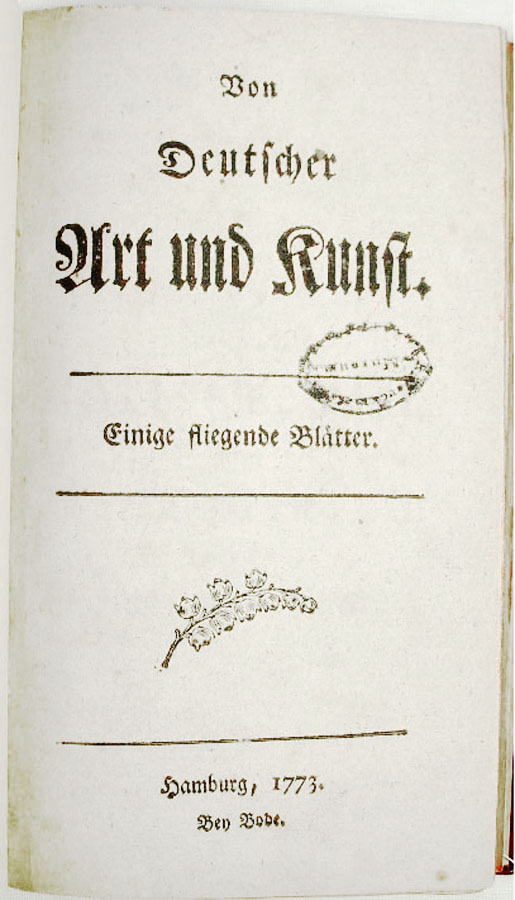 Johann Gottfried von Herder u. a.: Von Deutscher Art und Kunst. Einige fliegende Blätter.